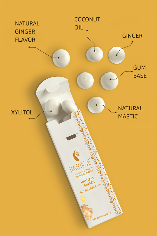 Mastiqe Sugar-Free Gum with Natural Mastic Ginger (12-Pack)