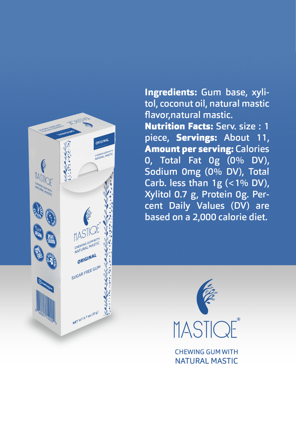 Mastiqe Sugar-Free Gum with Natural Mastic Original (12-Pack)