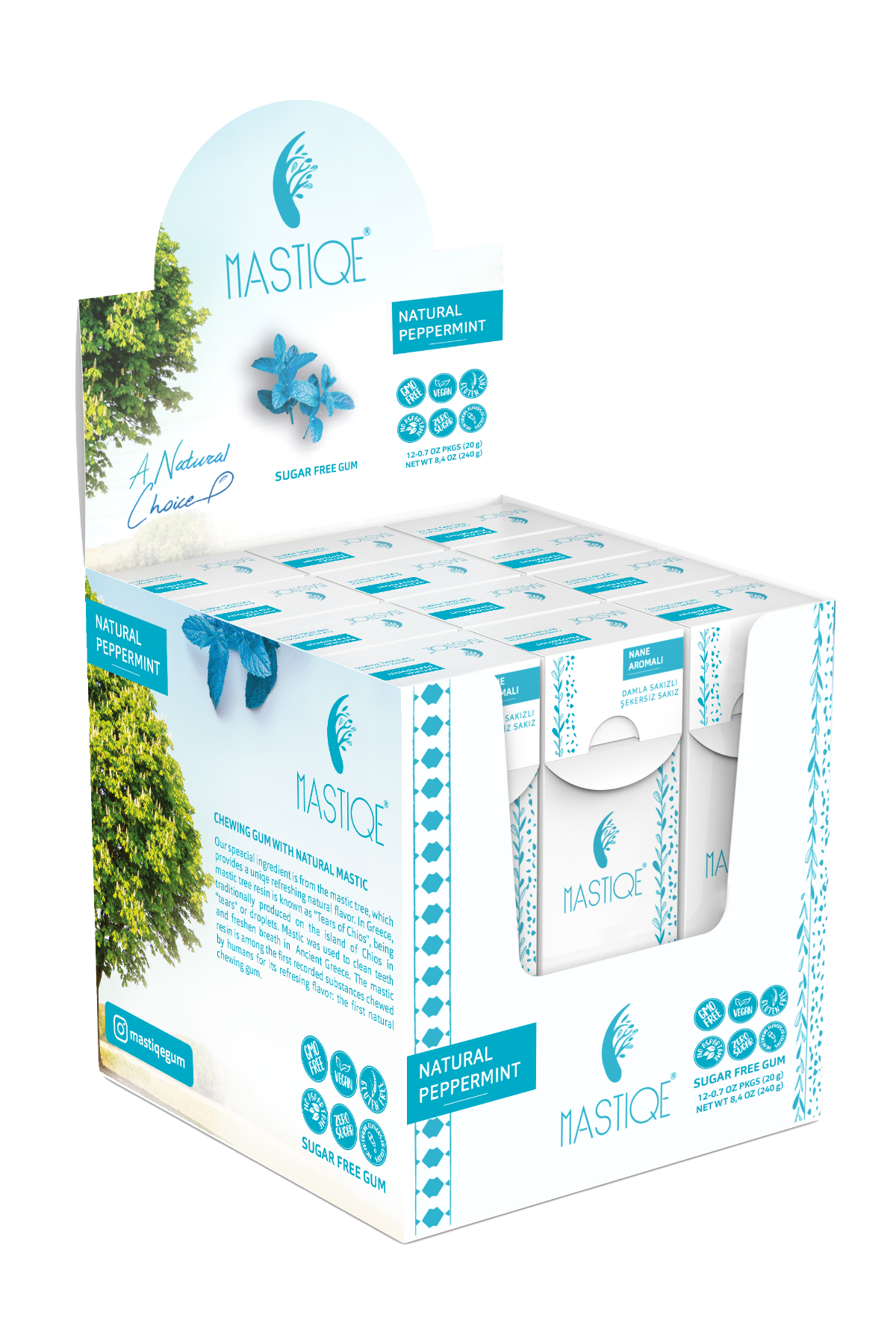 Mastiqe Sugar-Free Gum with Natural Mastic Peppermint (12-Pack)