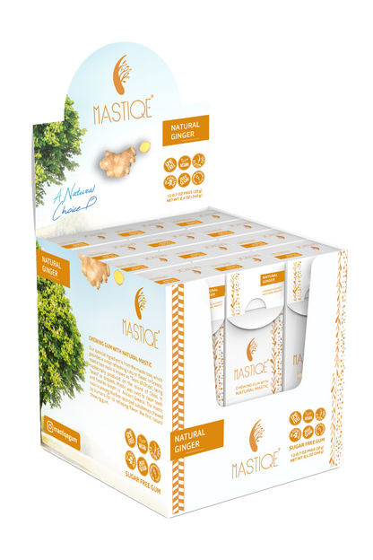 Mastiqe Sugar-Free Gum with Natural Mastic Ginger (12-Pack)