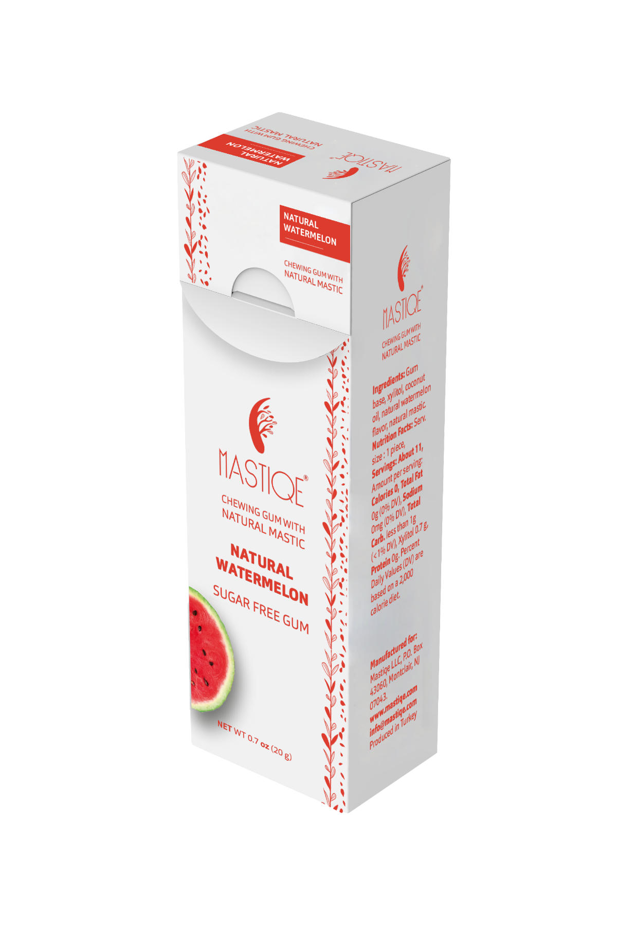 Mastiqe Sugar-Free Gum with Natural Mastic Watermelon (12-Pack)