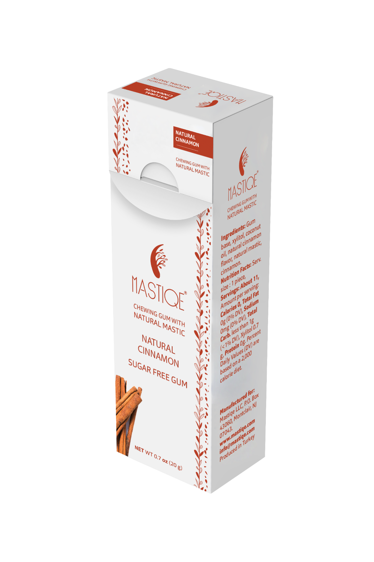 Mastiqe Sugar-Free Gum with Natural Mastic Cinnamon (12-Pack)