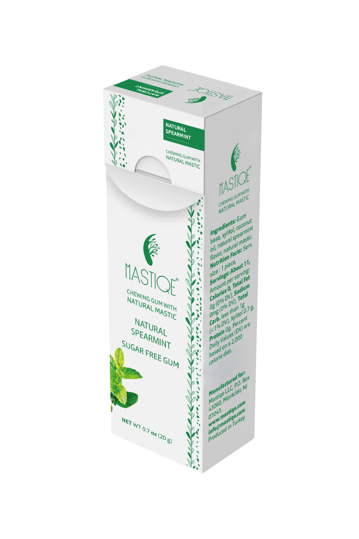 Mastiqe Sugar-Free Gum with Natural Mastic Spearmint (12-Pack)