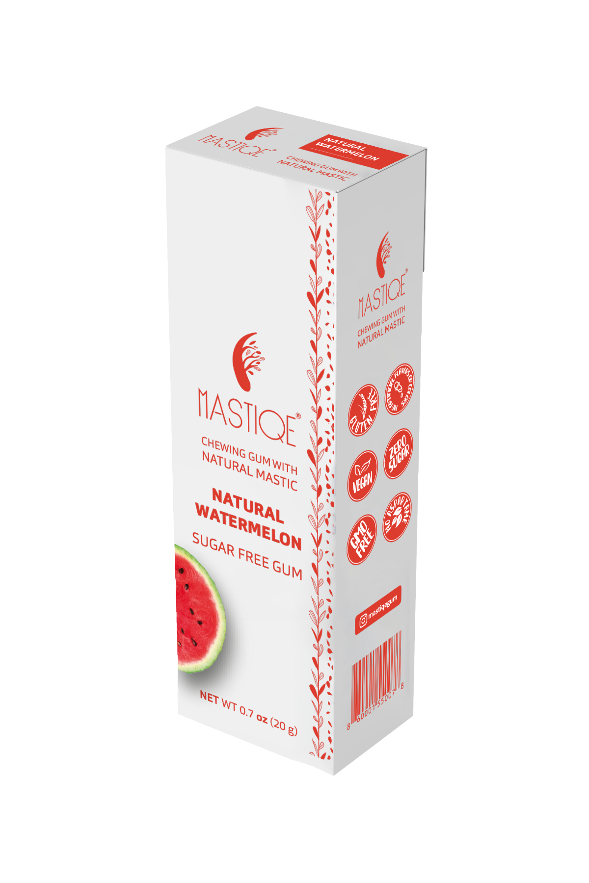 Mastiqe Sugar-Free Gum with Natural Mastic Watermelon (12-Pack)