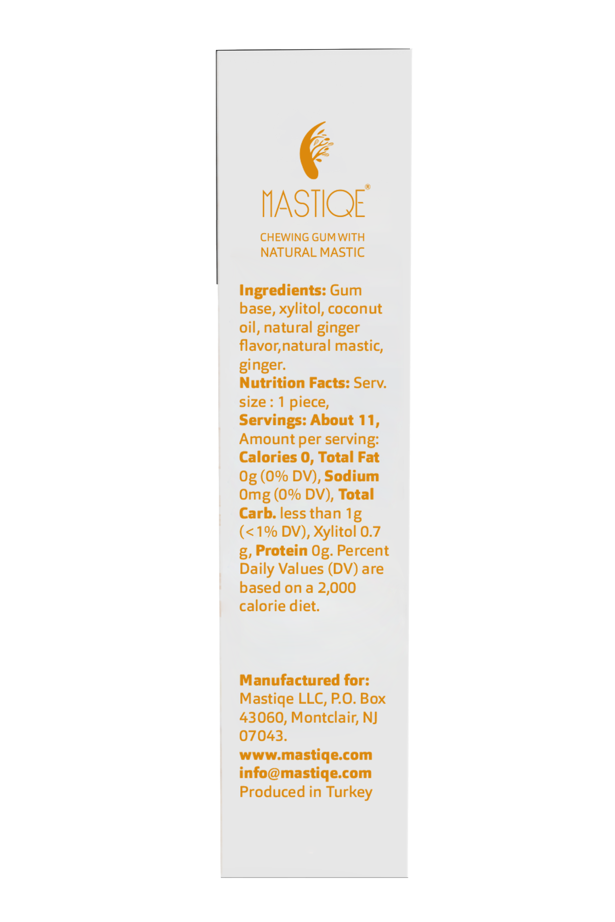 Mastiqe Sugar-Free Gum with Natural Mastic Ginger (12-Pack)