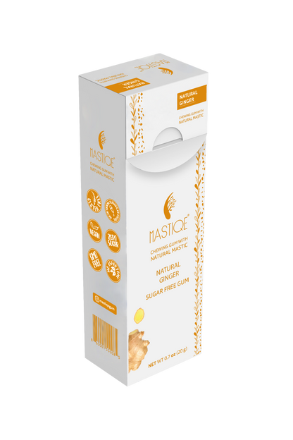 Mastiqe Sugar-Free Gum with Natural Mastic Ginger (12-Pack)