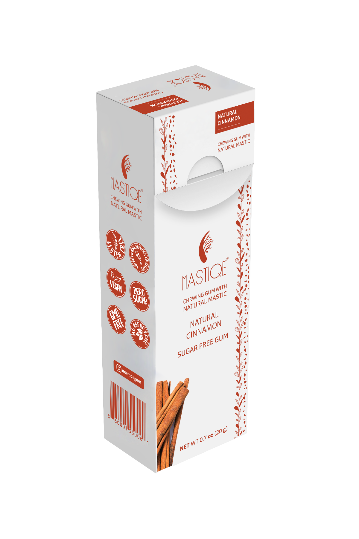 Mastiqe Sugar-Free Gum with Natural Mastic Cinnamon (12-Pack)