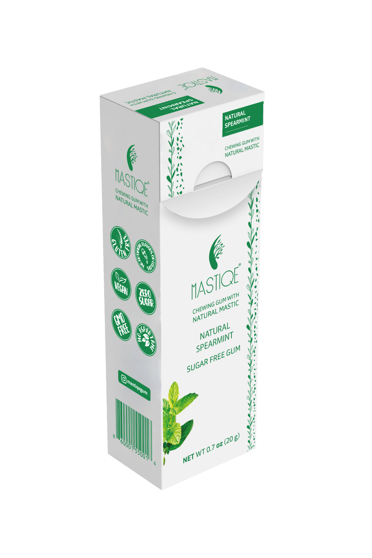 Mastiqe Sugar-Free Gum with Natural Mastic Spearmint (12-Pack)