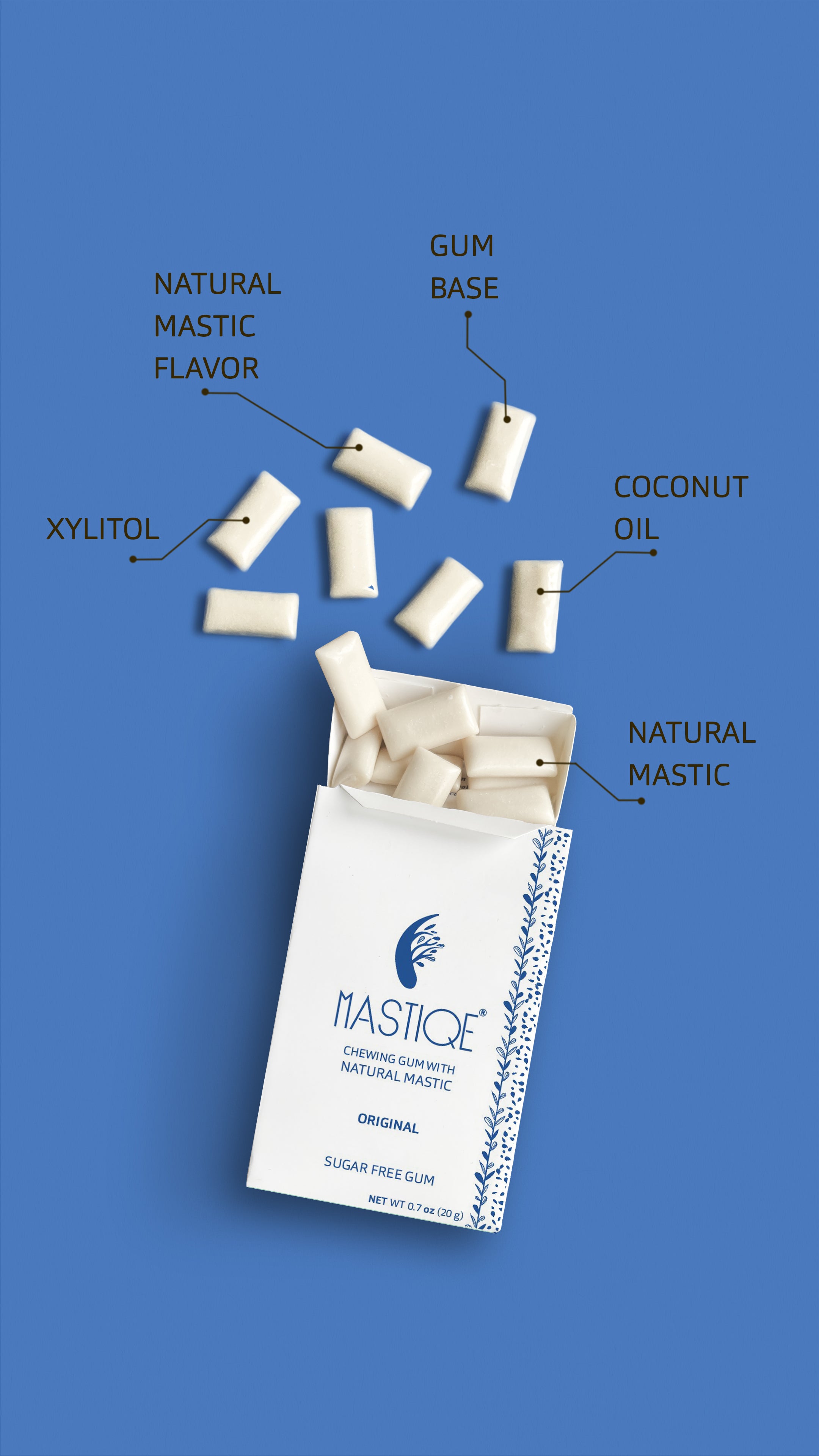 All New! Mastiqe Hard Chewing Gum with Natural Mastic, Original (20-Pack)