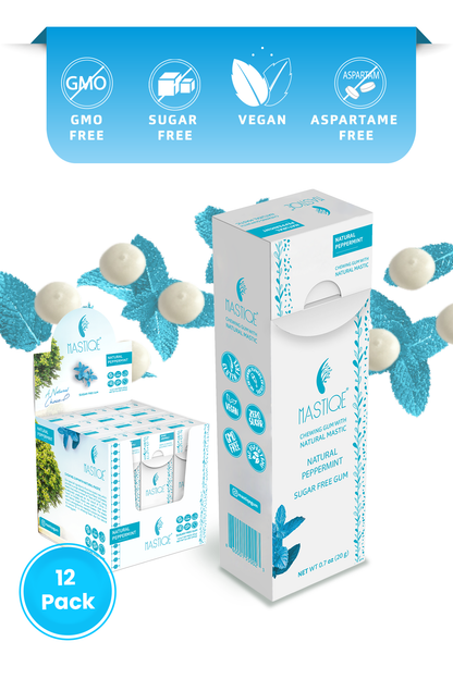 Mastiqe Sugar-Free Gum with Natural Mastic Peppermint (12-Pack)