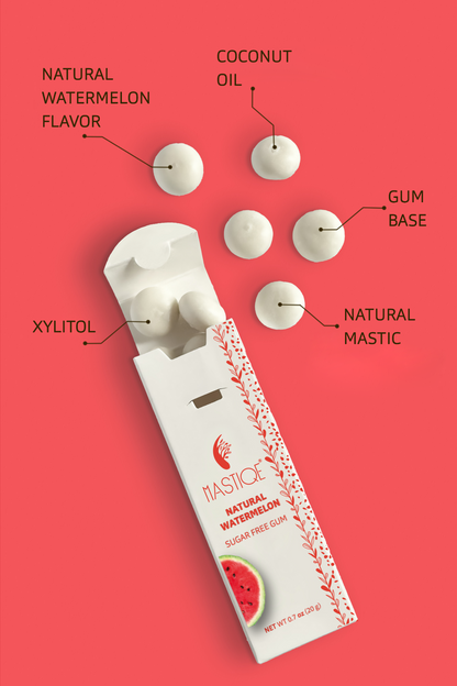 Mastiqe Sugar-Free Gum with Natural Mastic Watermelon (12-Pack)