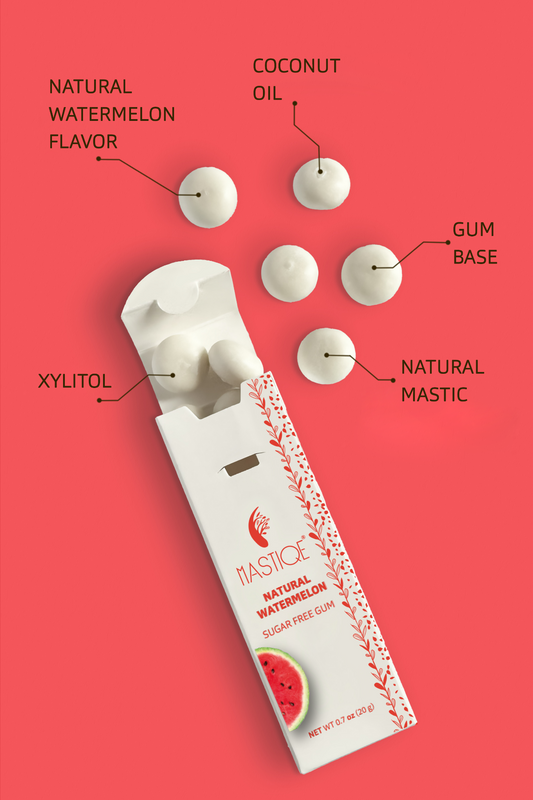 Mastiqe Sugar-Free Gum with Natural Mastic Watermelon (12-Pack)