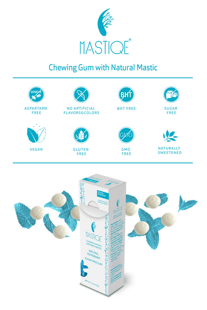 Mastiqe Sugar-Free Gum with Natural Mastic Peppermint (12-Pack)