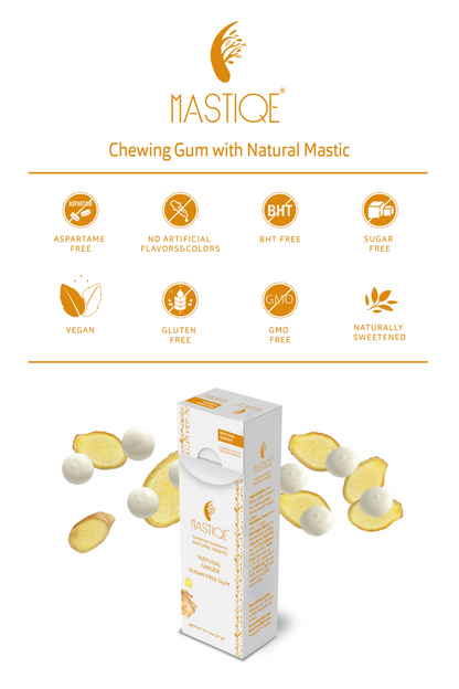 Mastiqe Sugar-Free Gum with Natural Mastic Ginger (12-Pack)