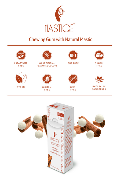 Mastiqe Sugar-Free Gum with Natural Mastic Cinnamon (12-Pack)