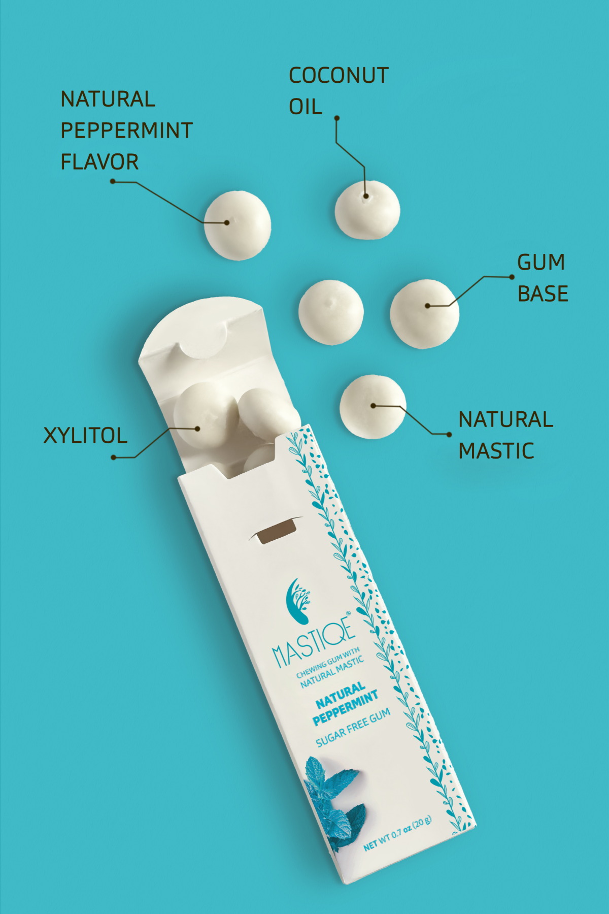 Mastiqe Sugar-Free Gum with Natural Mastic Peppermint (12-Pack)