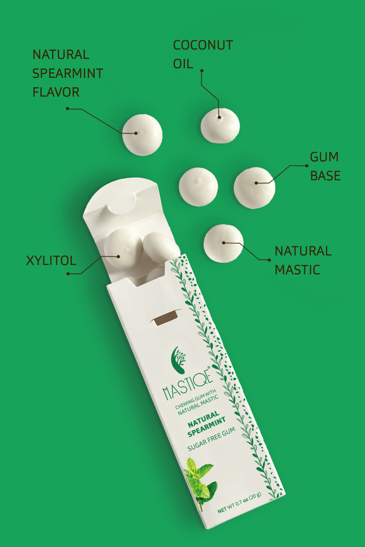 Mastiqe Sugar-Free Gum with Natural Mastic Spearmint (12-Pack)